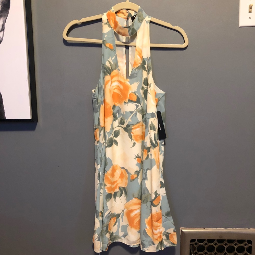 Floral print choker swing dress